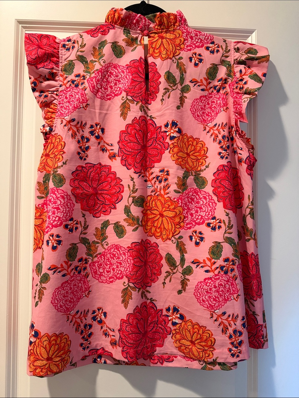 Umgee Pink & Red Floral Ruffle Blouse - Picture 6 of 6